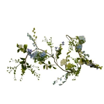 RAMO CON FIORI BIANCHI E AZZURRO LUNGHEZZA 160CM